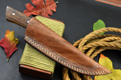 Custom Handmade Hammered Damascus Steel Chef Knife with Walnut Handle