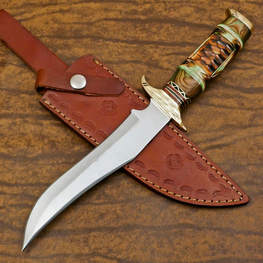 Custom Handmade 12 Inch D2 Steel Blade Hunting Bowie Outdoor Knife