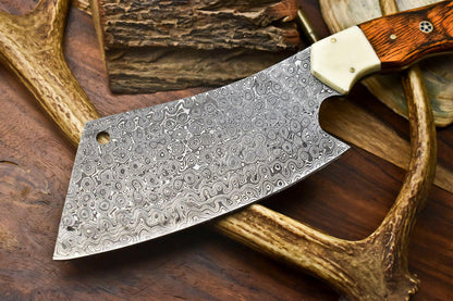 Custom Handmade Damascus Steel Chef Chopper Knife – 384 Layers Full Tang Blade