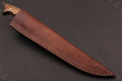 12" Handmade Fire Damascus Steel Fillet Kitchen Knife Damascus Fillet Knife W/Sheath