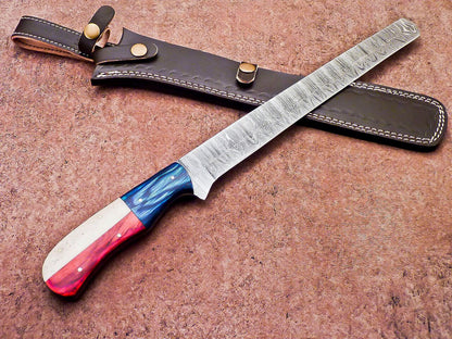 17" Professional Handmade Damascus Steel Bread & Chef Knife – Hardwood Handle