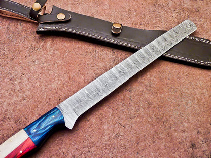 17" Professional Handmade Damascus Steel Bread & Chef Knife – Hardwood Handle
