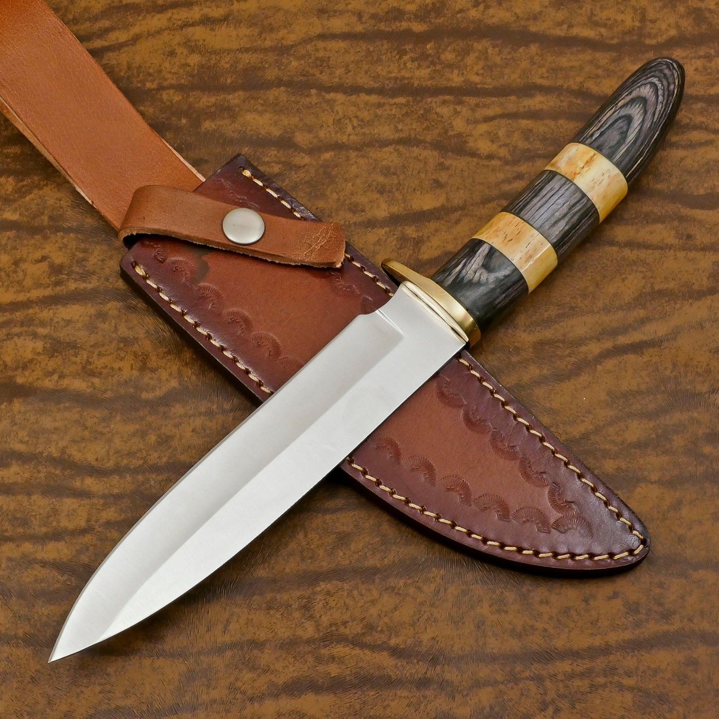 Custom Handmade 12 Inch D2 Steel Blade Hunting Bowie Camping Knife – Full Tang Outdoor Survival Knife