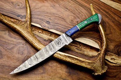 12" Custom Handmade Damascus Steel Kitchen Chef Knife | Full Tang Professional Blade