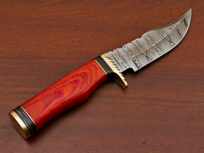 Handmade Damascus Steel Bowie Knife – Pakka Wood Handle & Brass Guard