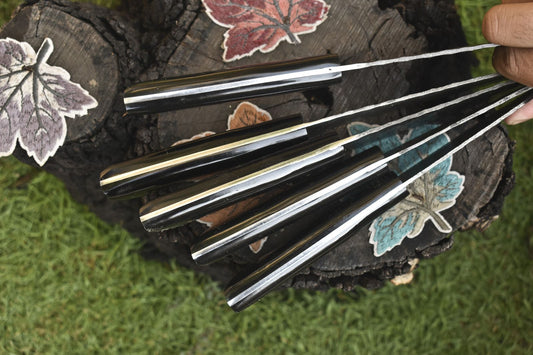 Handmade Chef Knife Set Twist Damascus Steel with Corian Handles – Lot of 5 EDC Razor Sharp Knives