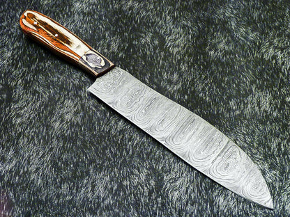 Professional Handmade Damascus Steel Chef Knife 13" with Hardwood Handle