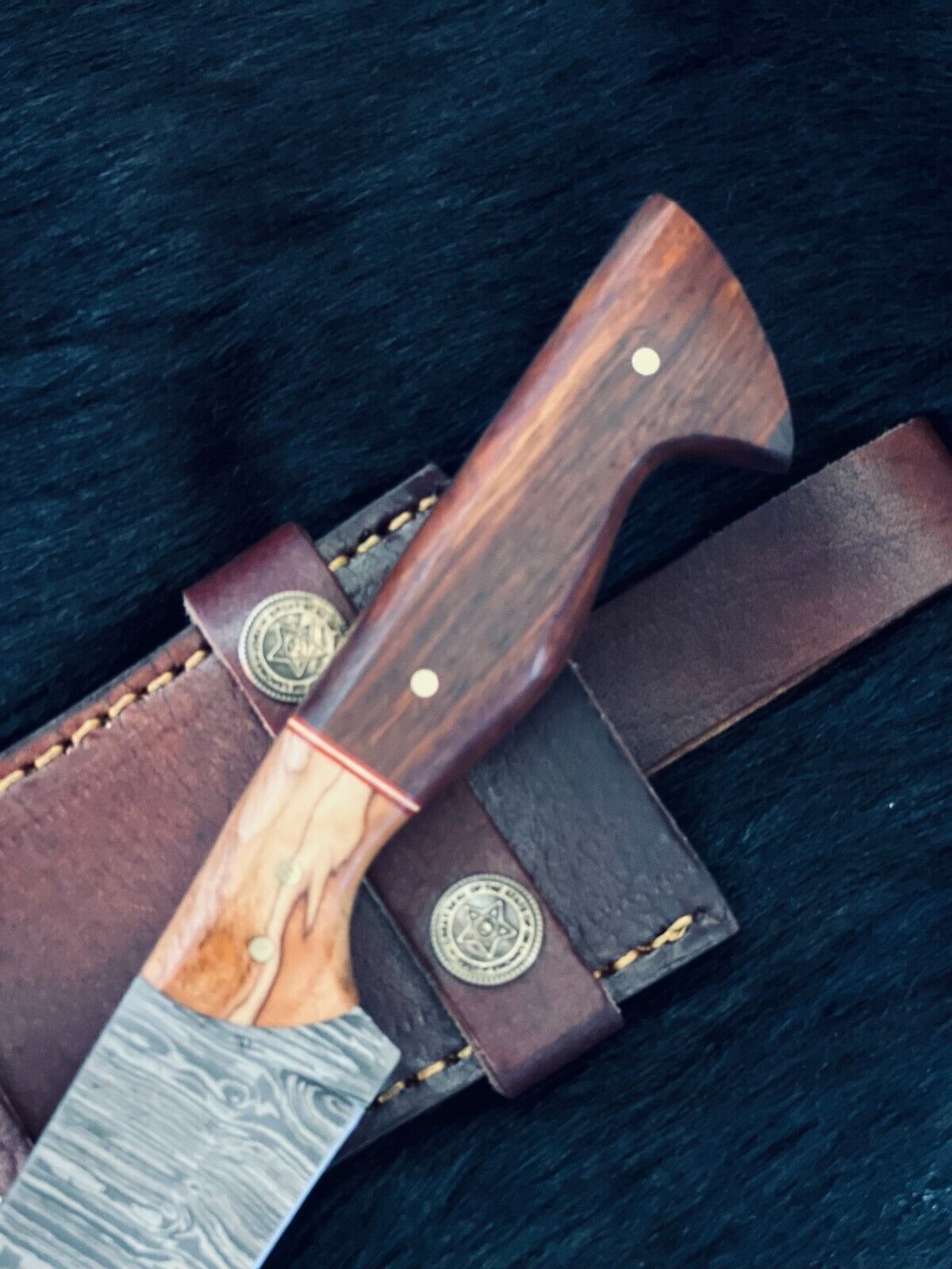 9.5" Twist Damascus Steel Bowie Knife – Camel Bone & Wood Handle