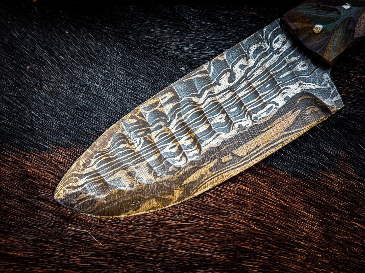 Custom Handmade D2 Tool Steel Hunting Skinner Knife with Leather Sheath