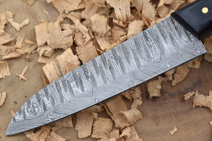 Handmade Forged Damascus Steel Kitchen Chef Knife with Black Dollar Thappa Handle