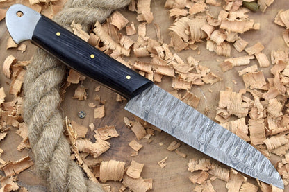 Handmade Forged Damascus Steel Kitchen Chef Knife with Black Dollar Thappa Handle