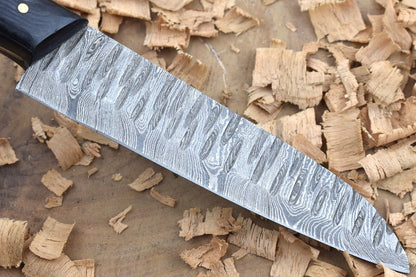 Handmade Forged Damascus Steel Kitchen Chef Knife with Black Dollar Thappa Handle