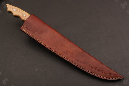 13" Handmade Damascus Fillet Knife Damascus Steel Fillet Knife for Kitchen With Leather Sheath