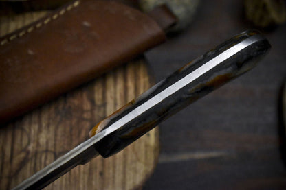 9" Ladder Damascus Skinner Knife Corain Handle Handmade Survival Bushcraft Blade