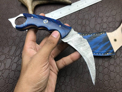 Hand Forged Damascus Karambit Knife Best Karambit Damascus Steel With Resin Handle