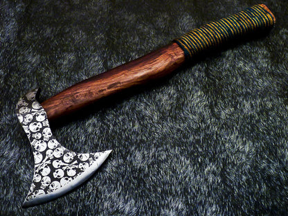 Hand Forged Carbon Steel Bearded Viking Axe – Hatchet & Tomahawk with Leather Sheath