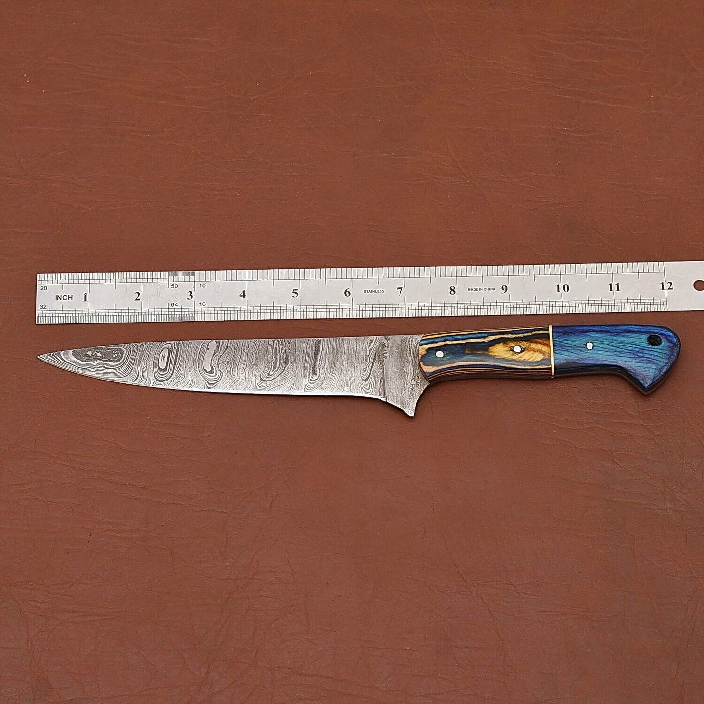 Artisan Handmade Damascus Steel Fillet Knife – Durable Pakka Wood Handle