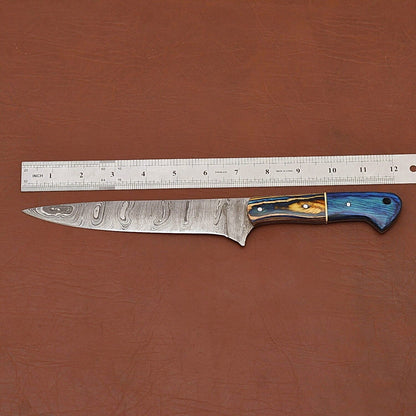 Artisan Handmade Damascus Steel Fillet Knife – Durable Pakka Wood Handle