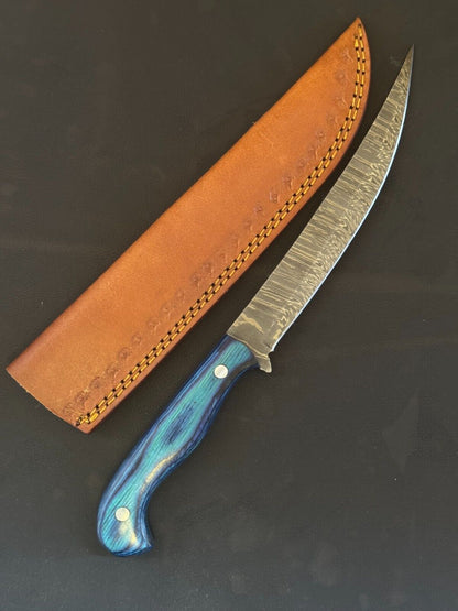 12" Damascus Fillet Knife Damascus Steel Fillet Knife for Kitchen With Pakka Wood Handle