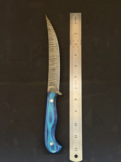 12" Damascus Fillet Knife Damascus Steel Fillet Knife for Kitchen With Pakka Wood Handle