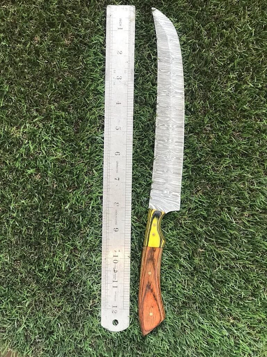 13" Handmade Damascus Steel Fillet Knife Twist Damascus Fillet Knife for Brisket, Fishing