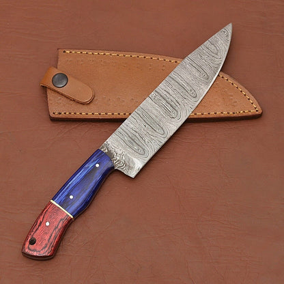 Luxury Handmade Damascus Steel Chef Fillet Knife with Ergonomic Pakka Wood Handle