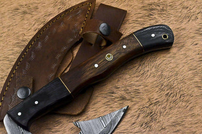Custom Handmade Damascus Steel Walnut Wood Hunting Clever Chopper Axe Knife