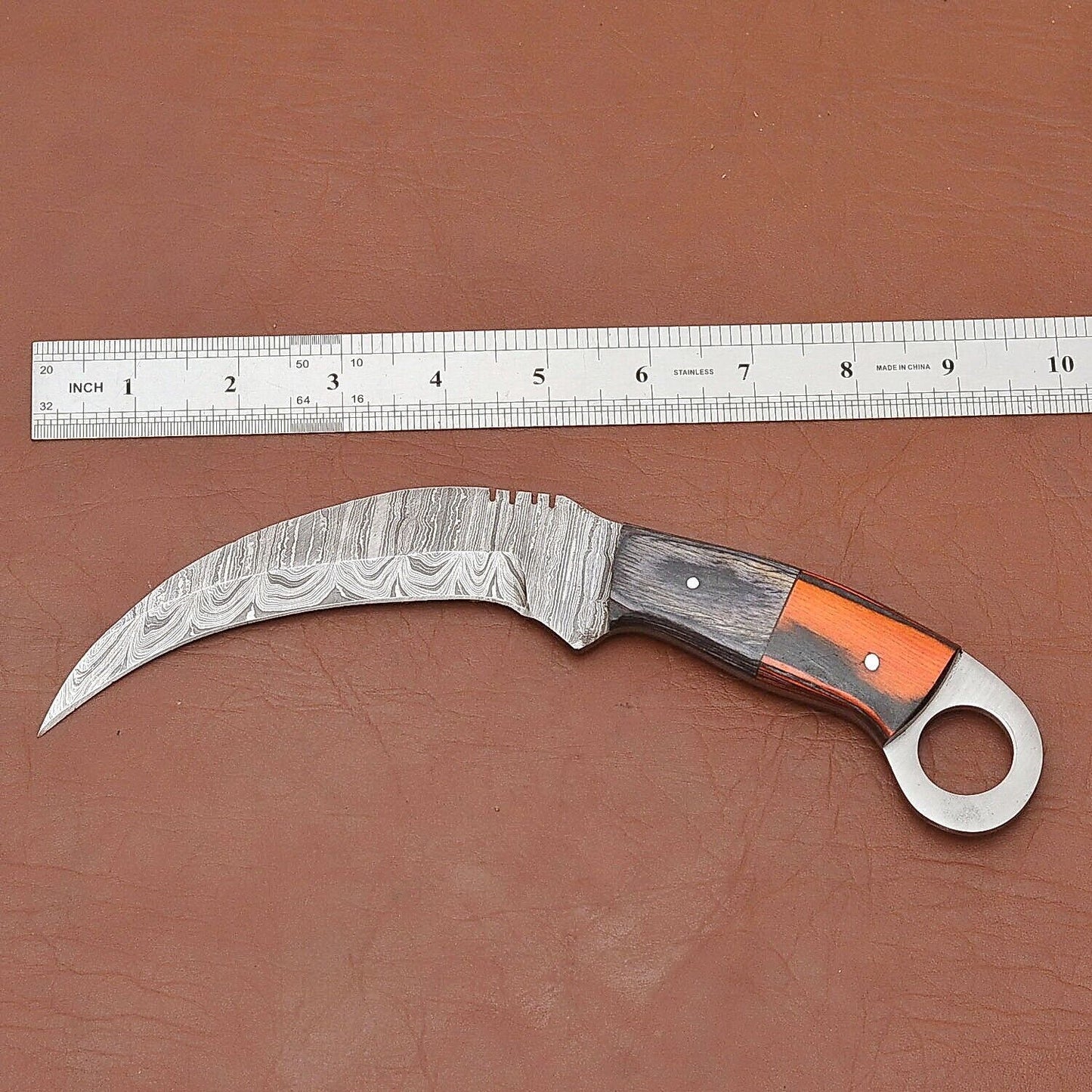 9" Custom Handmade Damascus Karambit Knife Best Karambit Damascus Steel with Wood Handle