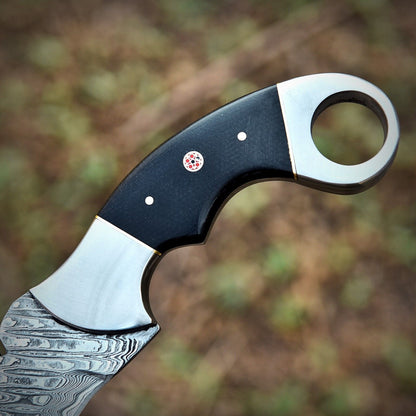 Damascus Steel Karambit Knife Best Karambit Knife with Curved Blade and Finger Ring