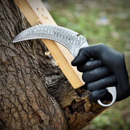 Damascus Steel Karambit Knife Best Karambit Knife with Curved Blade and Finger Ring