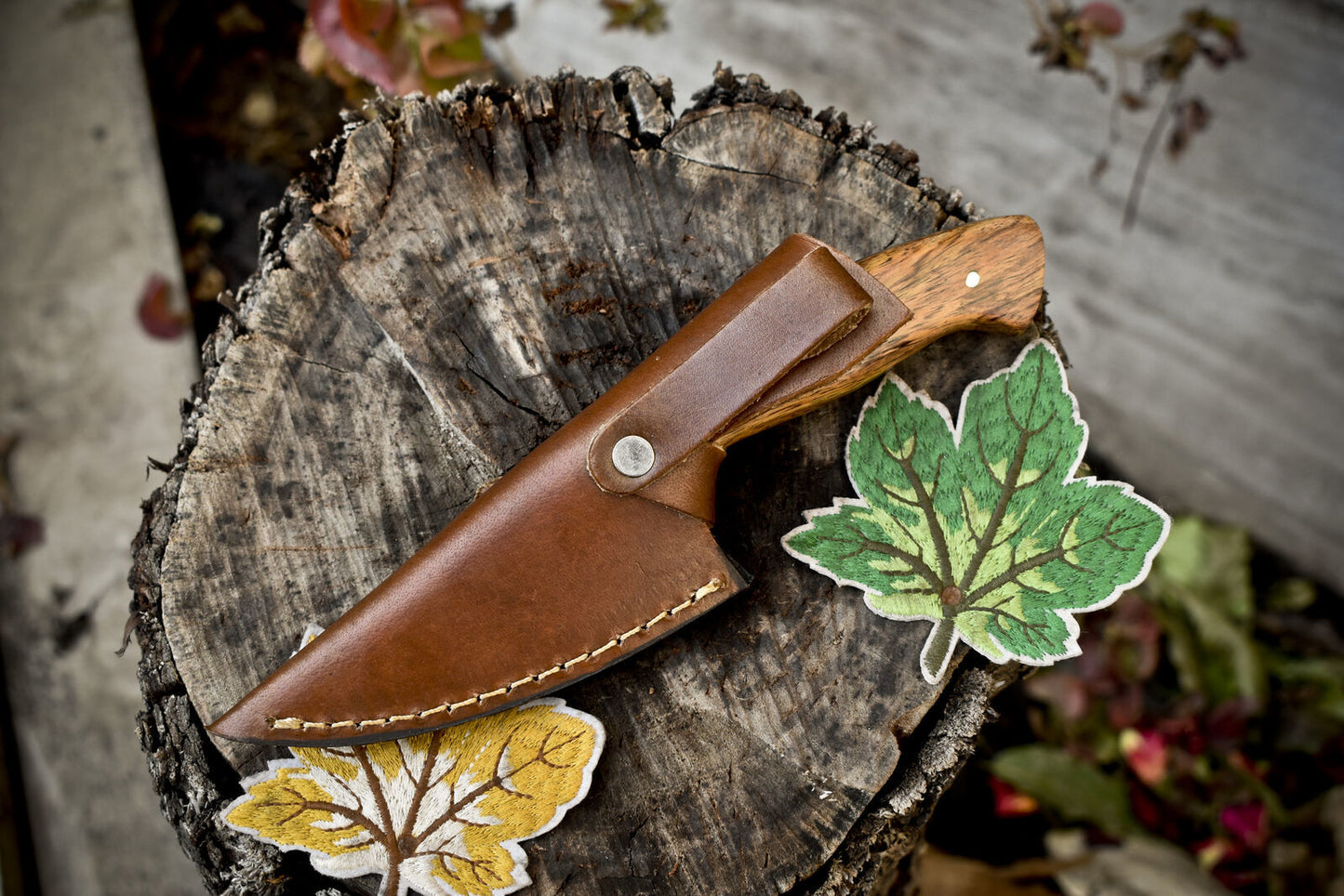 8" Custom Skinner Knife Twist Damascus with Walnut Wood Handle | Outdoor Razor Sharp Blade
