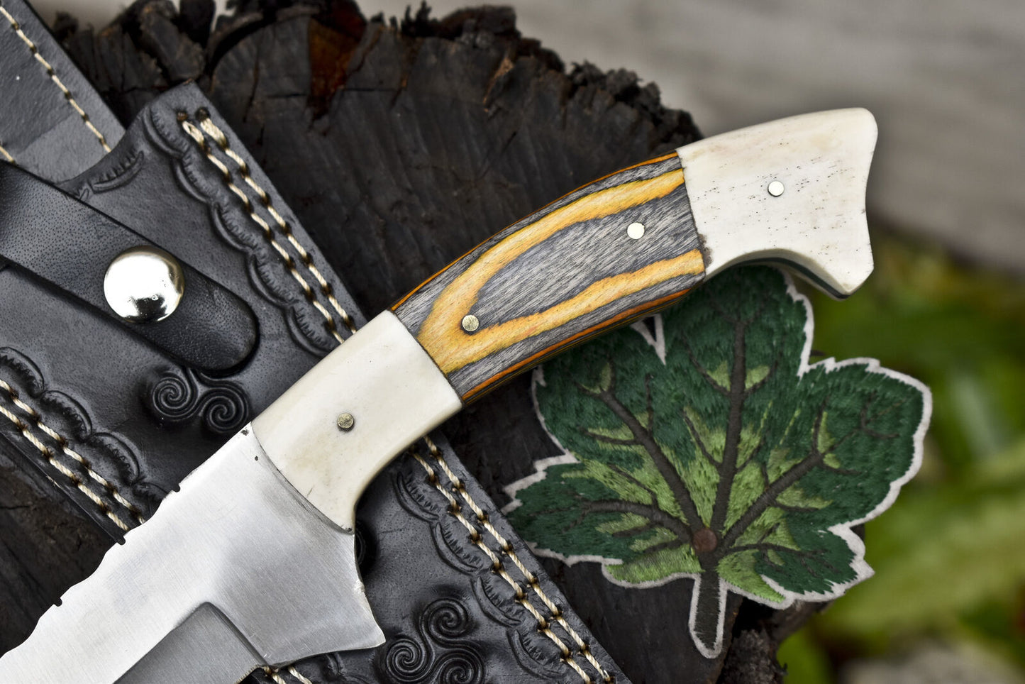 12" Hunting Skinner Knife – AUS-8 Steel Blade with Bone & Wood Handle
