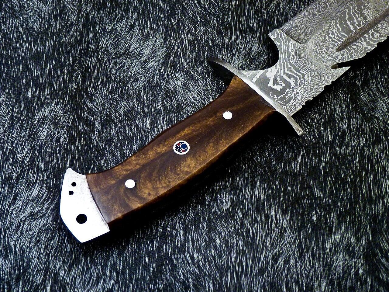 15 Inch Custom Handmade Damascus Steel Bowie Knife with Resin Handle and Mosaic Pin