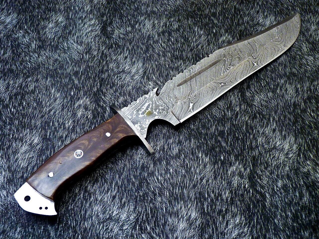 15 Inch Custom Handmade Damascus Steel Bowie Knife with Resin Handle and Mosaic Pin