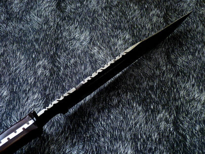 15 Inch Custom Handmade Damascus Steel Bowie Knife with Resin Handle and Mosaic Pin