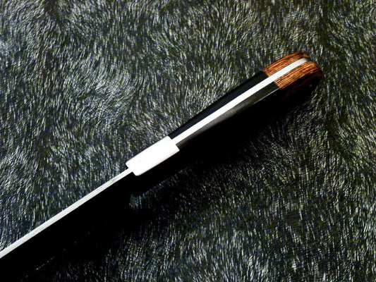 12" Custom Hand Forged Damascus Steel Chef Knife Kitchen Knife with Hardwood & Bull Horn Handle