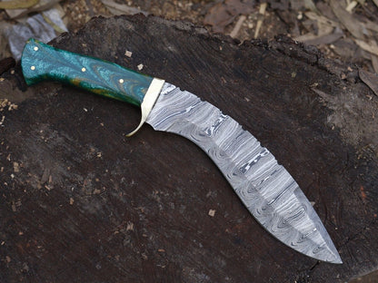 15 Inch Handmade Damascus Steel Bowie Hunting Knife with Resin Handle