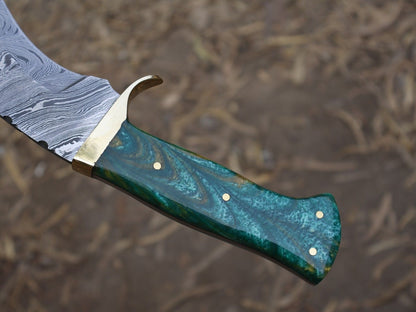 15 Inch Handmade Damascus Steel Bowie Hunting Knife with Resin Handle