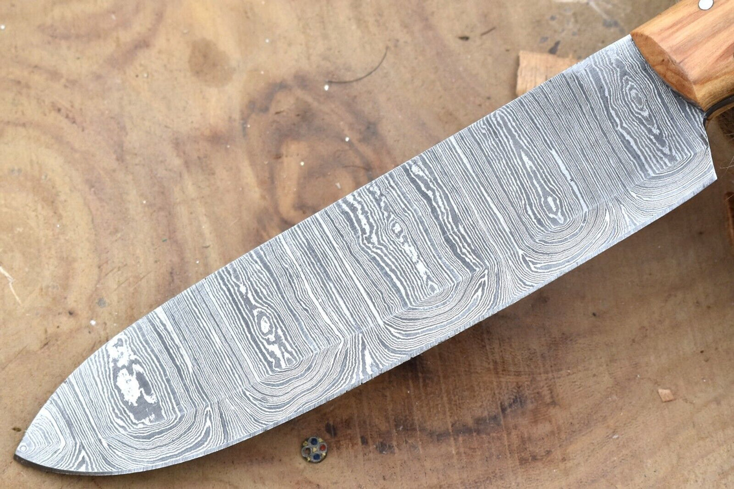 Custom Handmade Damascus Steel Chef Knife – 11" Kitchen Knife with 6" Blade & Black Dollar Sheet Handle