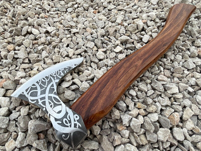 Custom Handmade Carbon Steel Viking Tomahawk Axe | Ash Wood Handle with Leather Sheath
