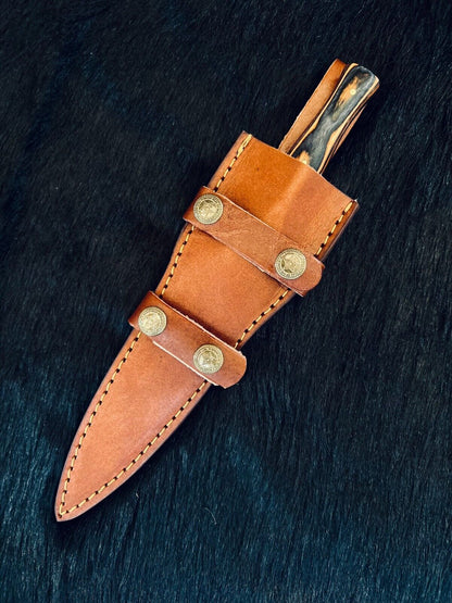Heritage Forge Custom Fire Damascus Hunting Dagger with Wood Handle