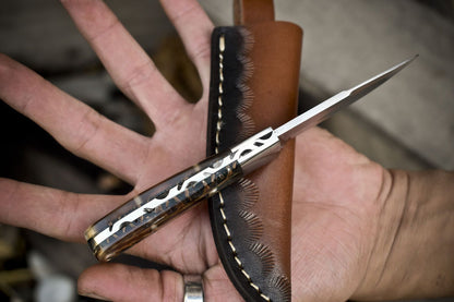 Handmade 440C Steel Skinner Knife | Hard Wood Handle | Steel Bolster | Hiking Knife