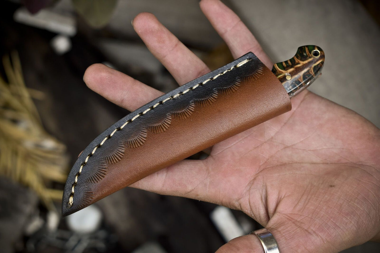 Handmade 440C Steel Skinner Knife | Hard Wood Handle | Steel Bolster | Hiking Knife