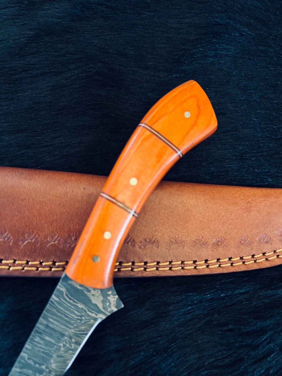12.5" Custom Handmade Fire Damascus Steel Fillet Knife Damascus Steel Fillet Knife
