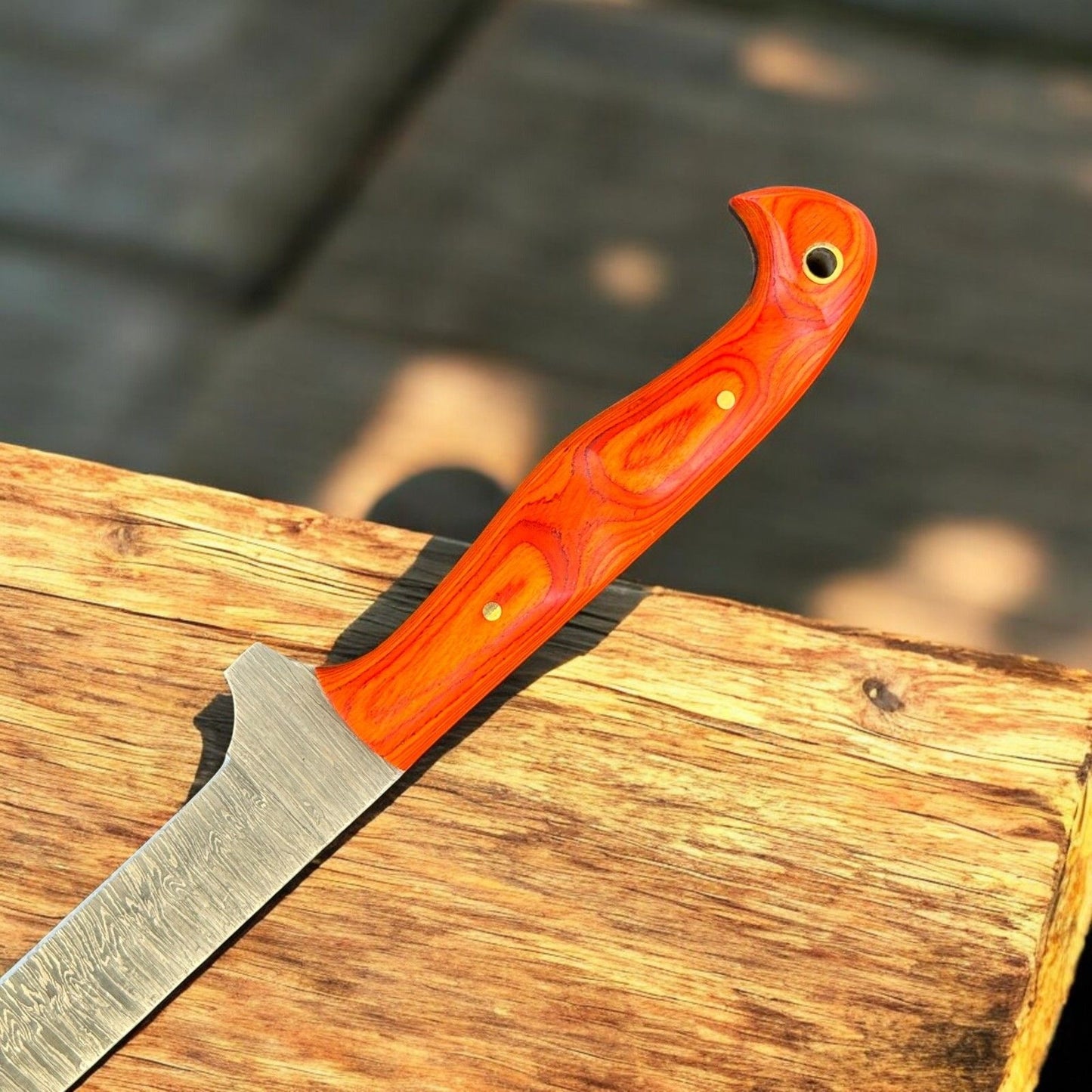 12” Handmade Kitchen Blade Custom Damascus Fillet Knife With Wood handle & Sheath