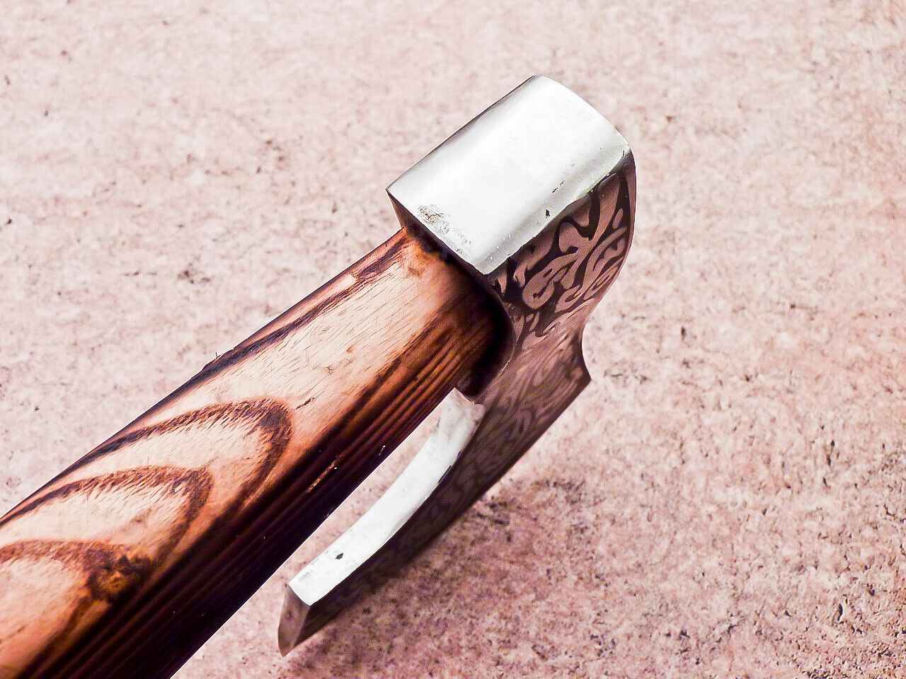 Hand Forged Carbon Steel Viking Bearded Axe 19" Hatchet Tomahawk with Wood Handle and Leather Sheath