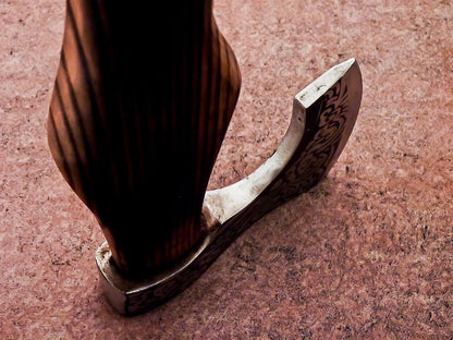 Hand Forged Carbon Steel Viking Bearded Axe 19" Hatchet Tomahawk with Wood Handle and Leather Sheath