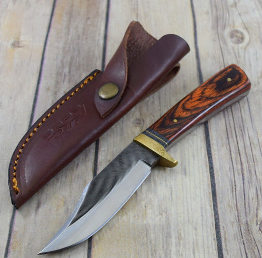 Full Tang Skinner Knife | 5.7mm Thick Stainless Steel Blade | Pakkawood Handle with Leather Sheath