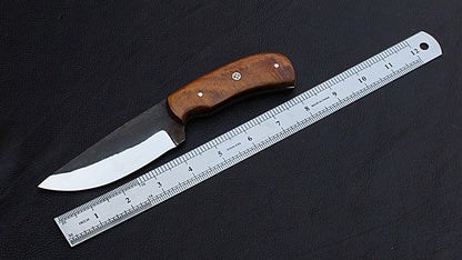 8" Custom Handmade Full Tang D2 Steel Skinner Knife | Hunting & EDC + Leather Sheath
