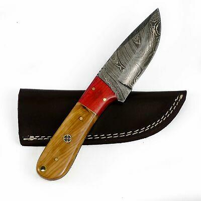 8 Inch High Carbon Damascus Steel Hunting Bowie Knife with Wood Handle